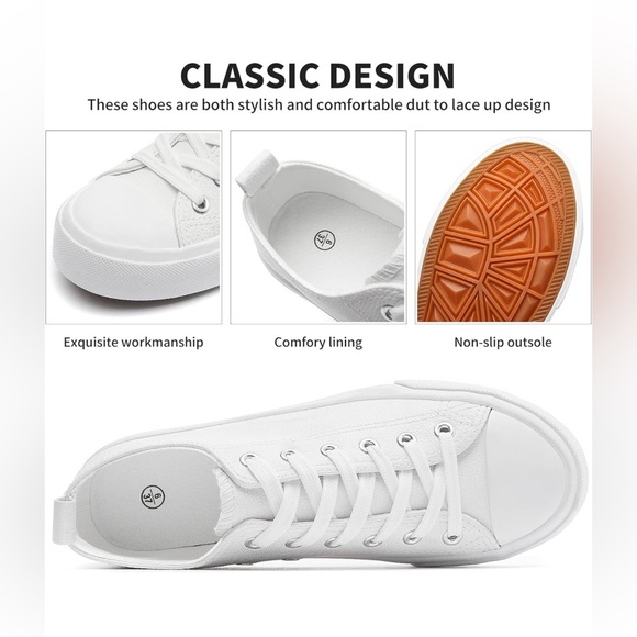 Women's Synthetic Leather Low Top Tennis Shoes Sneakers size 8 white - Picture 3 of 3